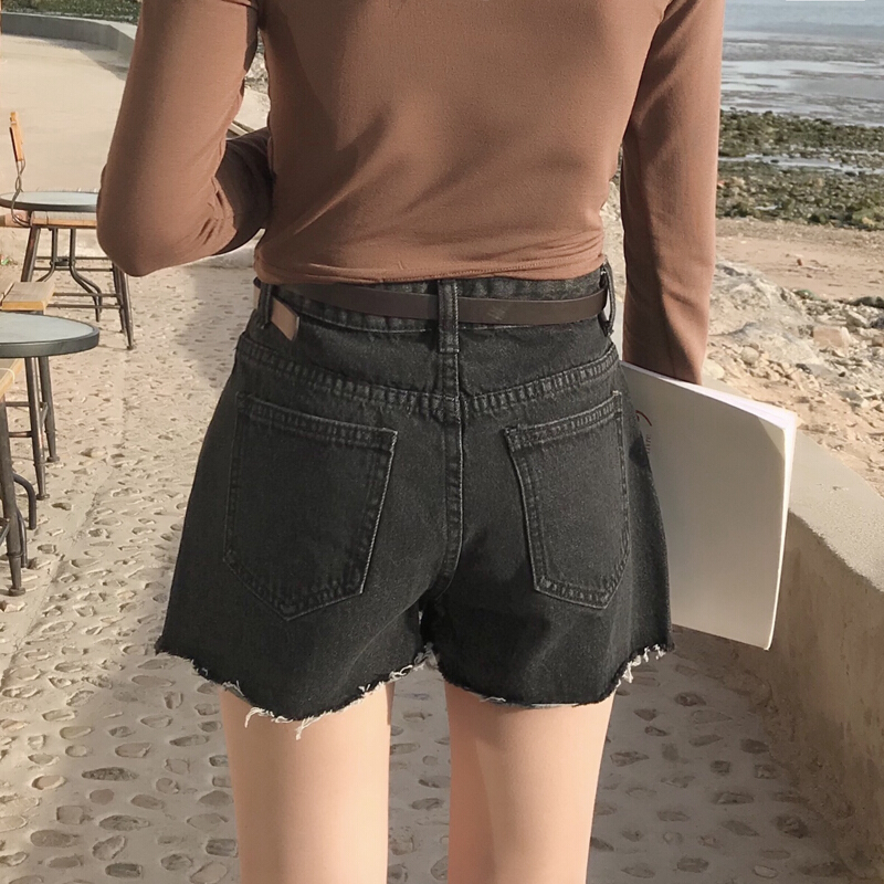 2018春夏韩版修身显瘦防走光单排扣黑色牛仔裤裙半身裙短裙子黑色