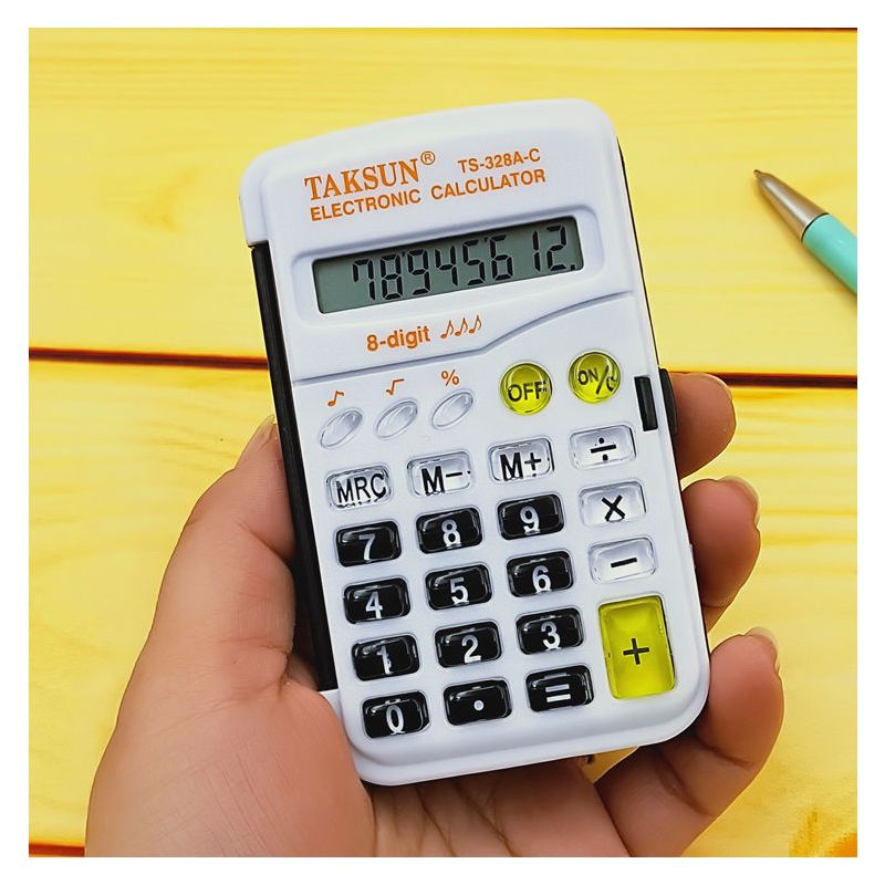 小学生彩色计算器迷你掌上便携翻盖折叠水晶按键儿童考试计算机|3858玫红色