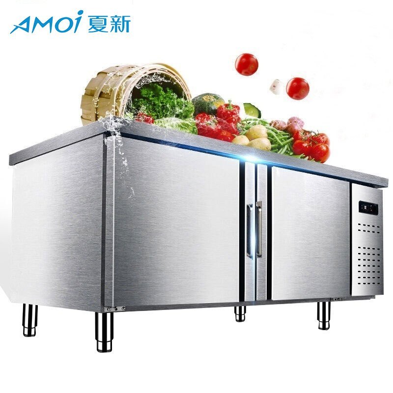 夏新(AMOI) 商用厨房操作台工作台 冷藏水吧台 不锈钢柜保鲜厨房平冷冰柜 保鲜工作台 1.5*0.8*0.8米全冷冻