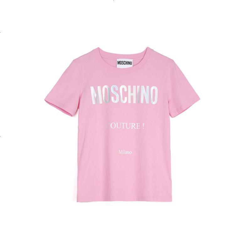 新款MOSCHINO 莫斯奇诺女士玫粉色棉质炫彩字母T血 J07035540 1222