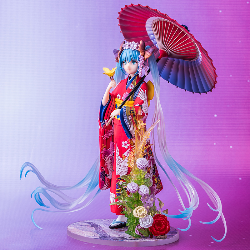 初音未来手办 和服中秋深海花色衣撑伞巡音动漫手办二次元模型公仔