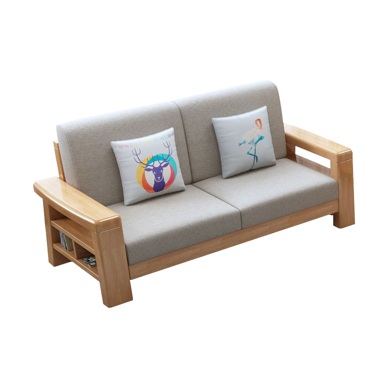 中豫鑫泽ZYXZ3112202 简约实木沙发原木色实木沙发 双人位