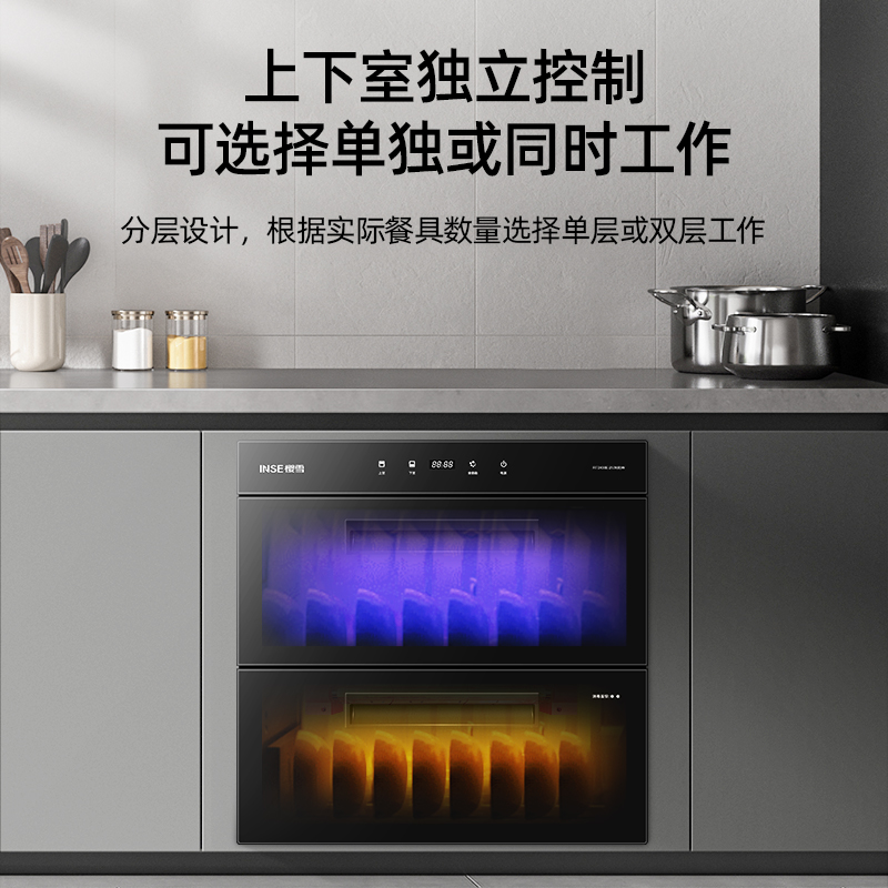 樱雪(INSE)RTD100E-2531(B)W消毒柜家用 嵌入式消毒柜 100L大容量镶嵌式二星消毒 厨房消毒碗柜高清大图