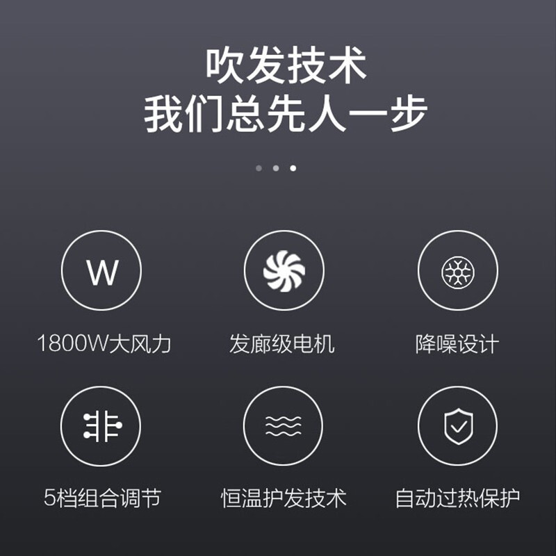康夫(CONFU) 电吹风机 专业大功率速干造型 5档智能恒温护发 过热保护 家用发廊 吹风筒KF-5900