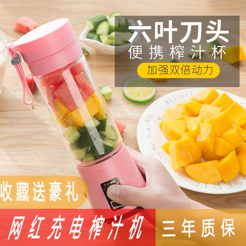 婴儿辅食榨汁机充电迷你多功能电动同款网红榨汁杯便携女神杯|触摸防水双电机单杯百色