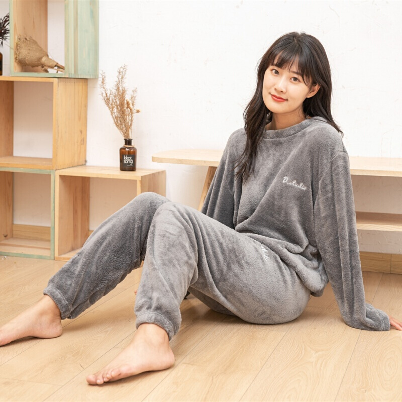 波迷娜(BOMINA)仙女暖暖套装珊瑚绒两件套夏季宽松松紧腰懒人保暖睡衣外穿 红色 均码(建议80-140斤)