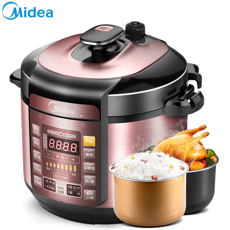 美的(Midea) 电压力锅 高压锅家用6L升双胆多功能智能高压饭煲炖菜煮饭电饭煲压力锅MY-YL60Simple101高清大图