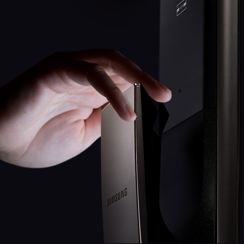 指纹锁智能锁密码锁电子门锁家用防盗门三星门锁大门锁shpp72银色远程