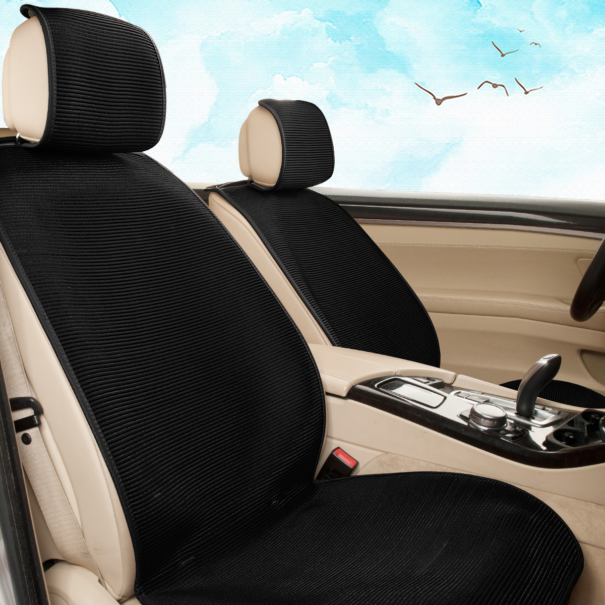 恒源祥春夏清凉透气汽车座垫冰丝网布夏季车坐垫防滑免绑汽车座套通用