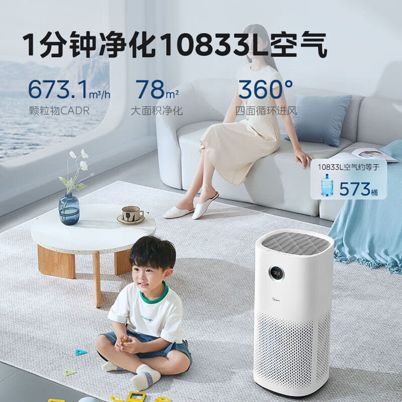 美的(Midea)[星澈空气护理机]空气净化器除甲醛空气净化器除烟味异味除菌六重净化家用新风机KJ600G-RX600高清大图