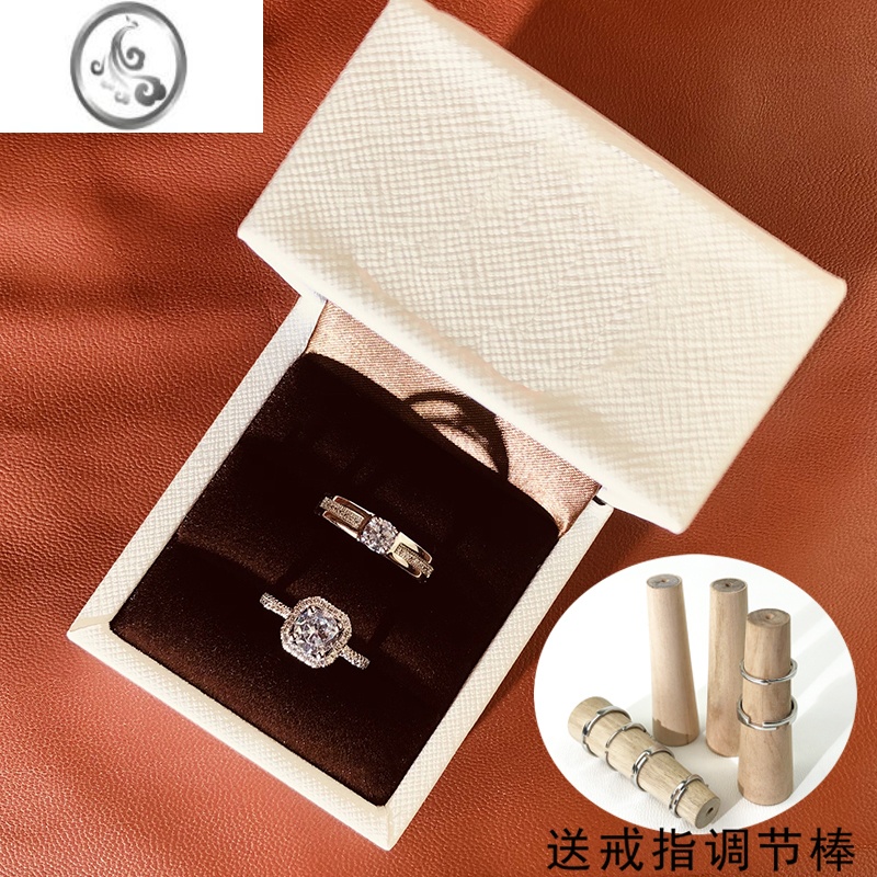 JiMi仿真钻戒一对婚礼仪式现场用替代情侣戒指女男活口婚戒假钻对戒 天使女+排钻男送戒指棒配无标PU皮盒+袋