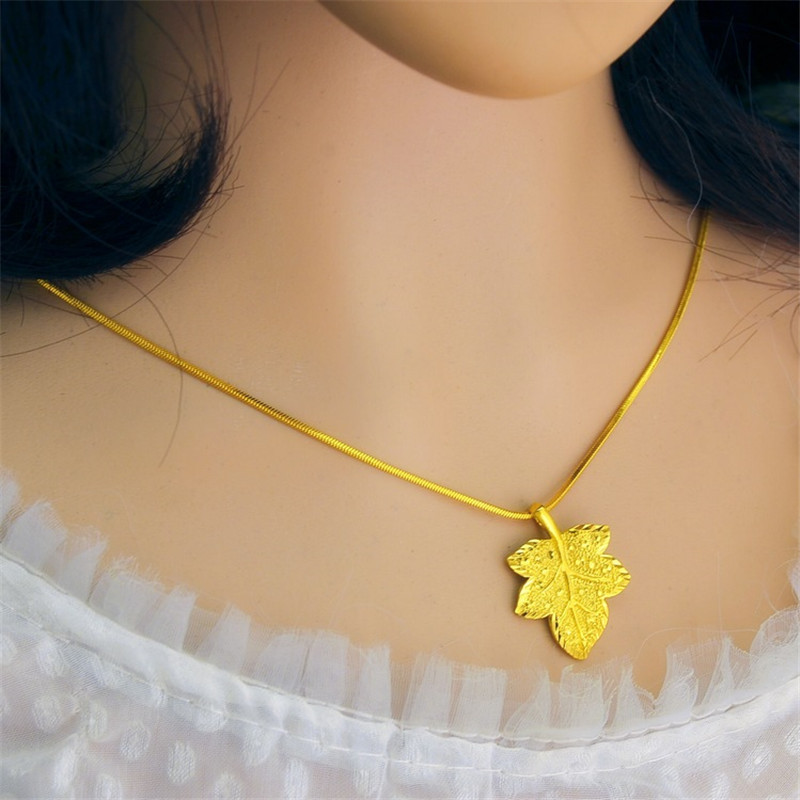 葫芦叶镀金项链情人礼物首饰品 民族风锁骨链项链送女朋友七夕情人节礼物