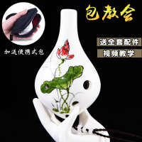 炎黄陶笛6孔初学入门儿童学生成人专业乐器中音C调六孔笛子AC12埙荷花[演奏款]