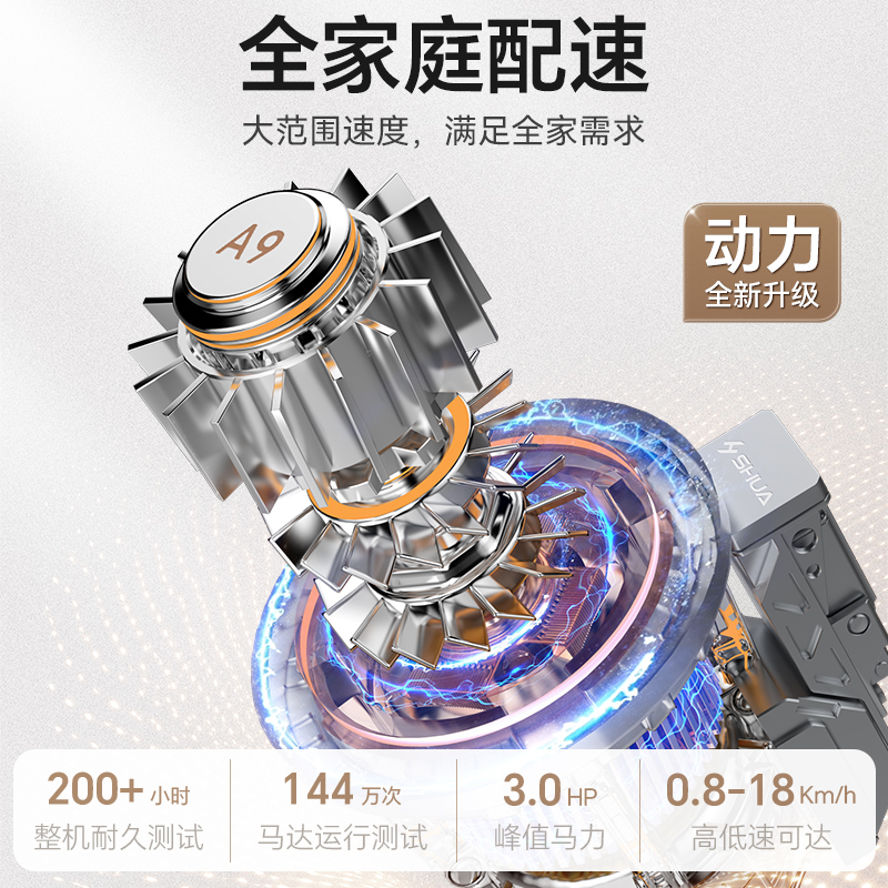 [官方旗舰店]舒华9119系列家用跑步机六维蜂盾减震可折叠爬坡室内运动健身器材马达峰值3HP 65cm宽跑台高清大图