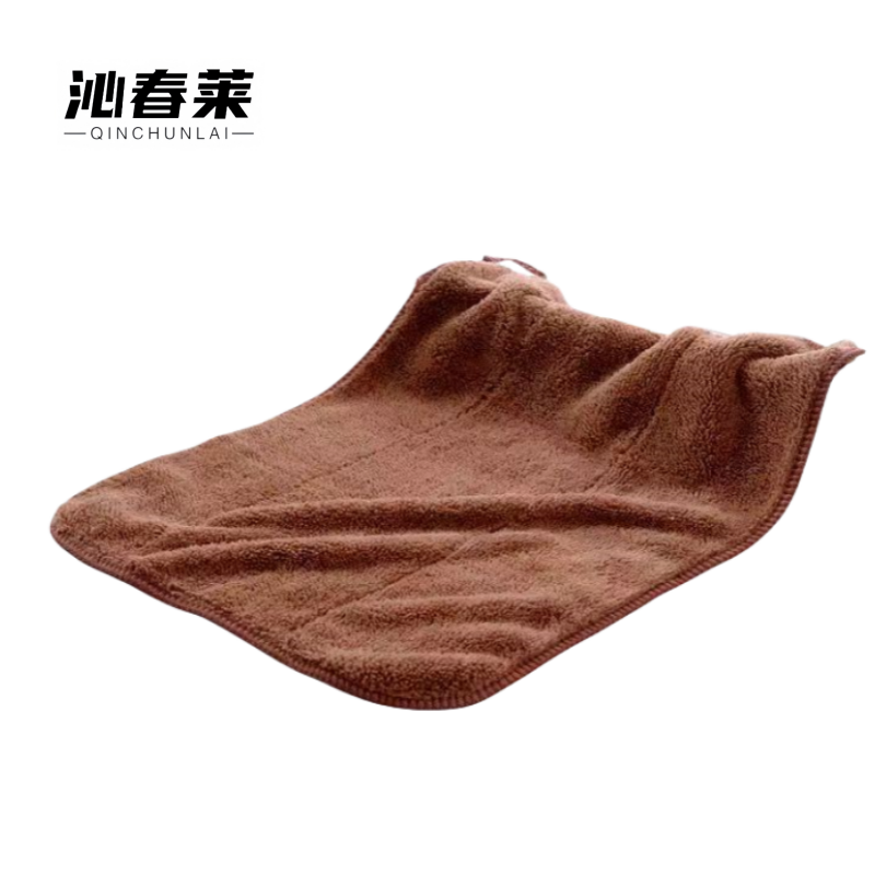 沁春莱加厚珊瑚绒抹布(咖啡色)30*30cm/条高清大图