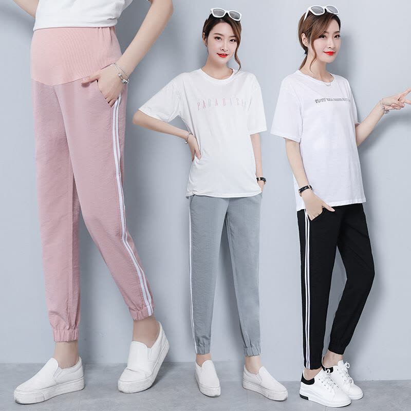 迪鲁奥(DILUAO)新款上市孕妇裤子夏季薄款外穿宽松春秋打底运动裤雪纺休闲裤长裤夏装图片