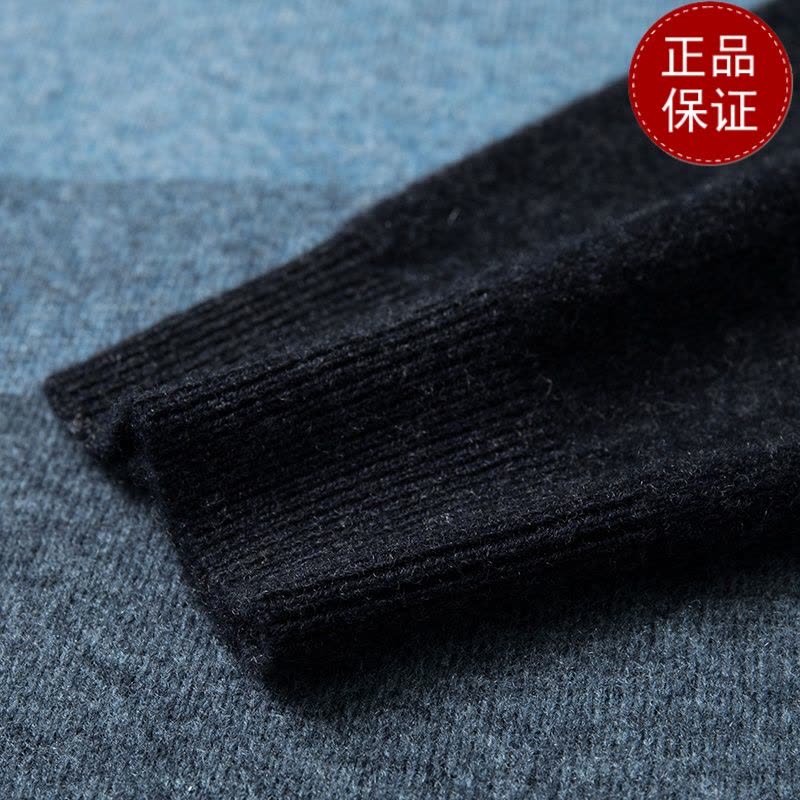  202春秋新款100%羊绒衫男士圆领套头拼色加厚针织休闲羊绒毛衣潮山羊绒不褪色保暖舒适全羊毛羊绒针织衫套头毛衣图片