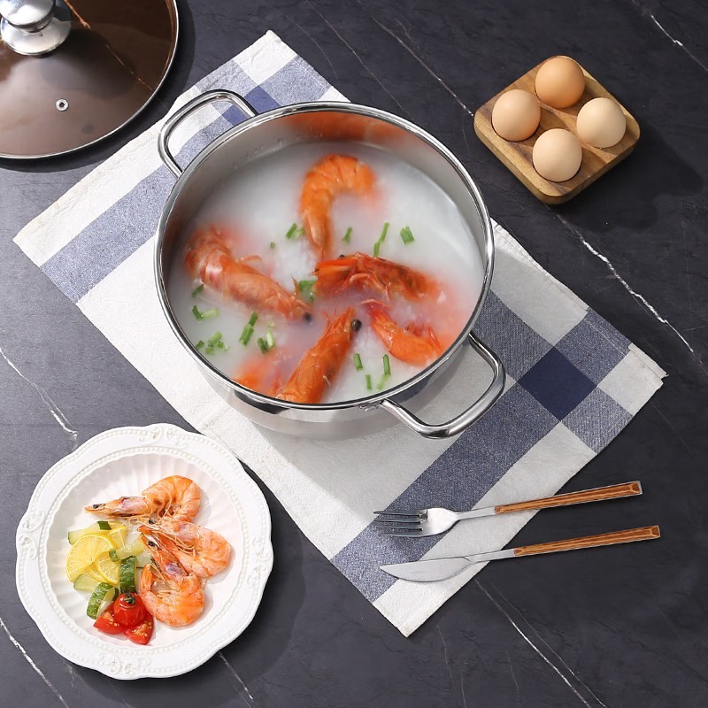 易铂易铂yispot 埃德蒙汤锅 不锈钢加厚汤锅26cm(带蒸架)YP-6331 26CM高清大图