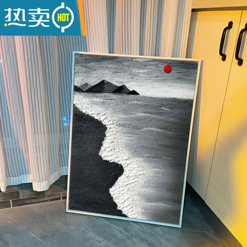 敬平新 diy数字油画手工石英砂丙烯肌理画立体海浪沙滩风景房间装饰画高清大图