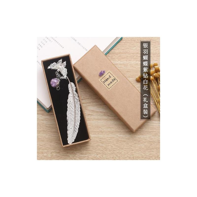 金属羽毛书签创意古典中国风礼物小清新古风学生用干花花