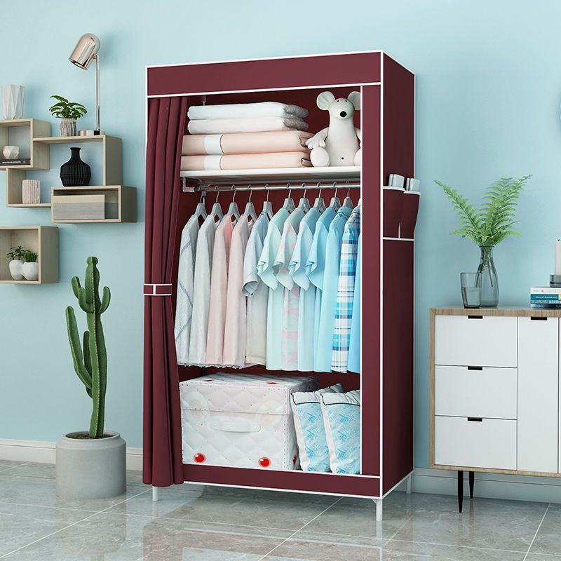 简易衣柜出租房家用耐用收纳柜安装组装宿舍布衣柜特价加粗加固70t型