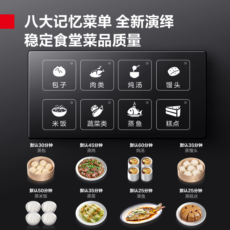 德玛仕(DEMASHI)双门蒸饭柜商用 学校企业酒店食堂蒸包蒸箱电热蒸饭车24盘记忆菜单电脑款KZ-200D(380V)高清大图