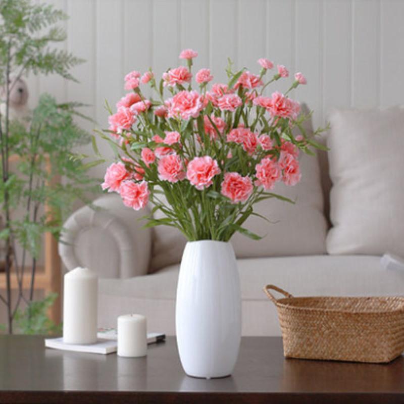 康乃馨仿真花高档假花绢花客厅餐桌摆放装饰插花花艺母亲节礼物大红色