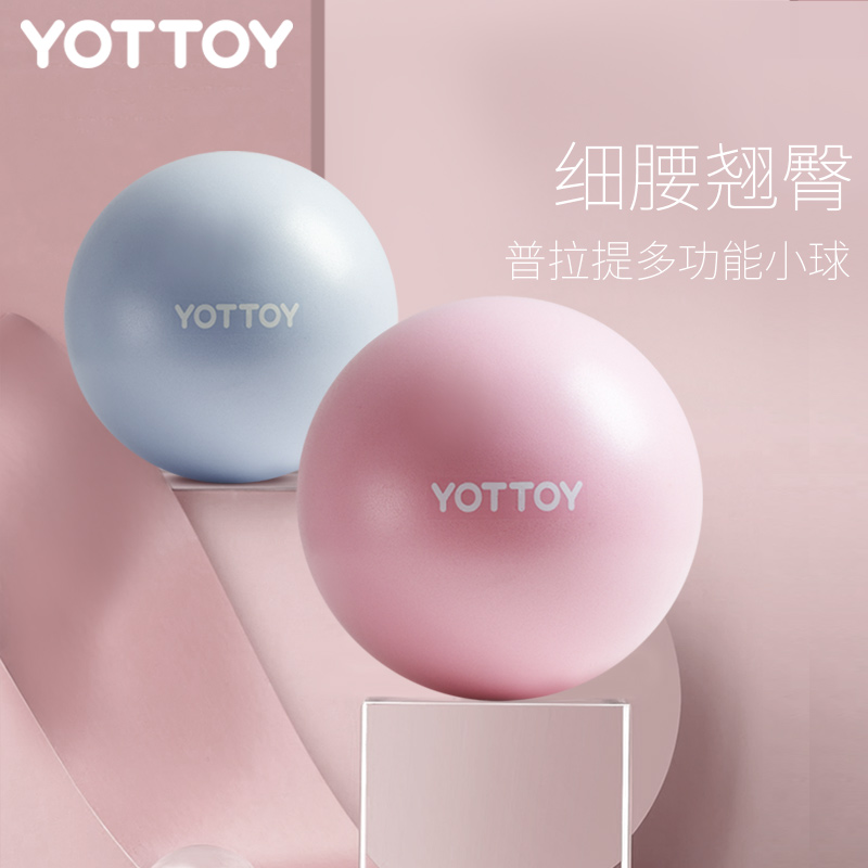 yottoy瑜伽球小球普拉提训练盆底肌健身核心俞珈器材弹力球运动小球 粉蓝套装【直径23+25cm轻便款】赠打气筒