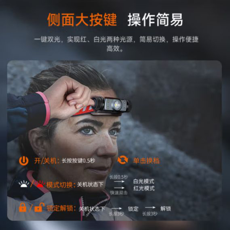 Fenix 轻简越野跑镁合金头灯1200流明熔岩色 HM62-T 单位:个 货期7天