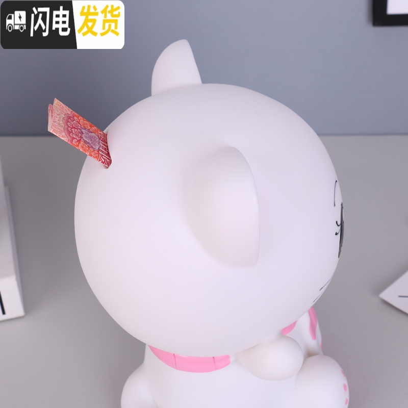 三维工匠创意可爱儿童存钱罐卡通防摔储蓄罐成人纸币硬币储钱罐男女孩 大号吃钱猪一对高清大图