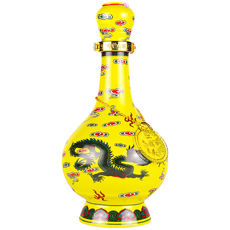 百年牛栏山二锅头 牛栏山黄龙 经典黄龙黄瓷瓶 52度清香型白酒500ml*2