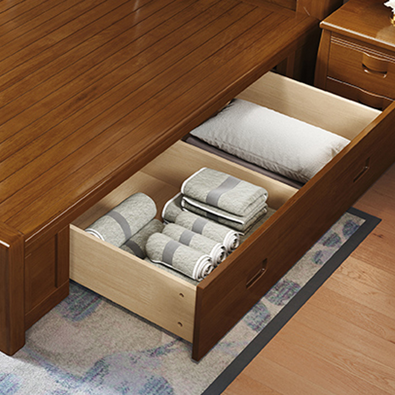 臻远ZY-SMC-156 现代简约实木床双人床 1.5米抽屉高箱高清大图