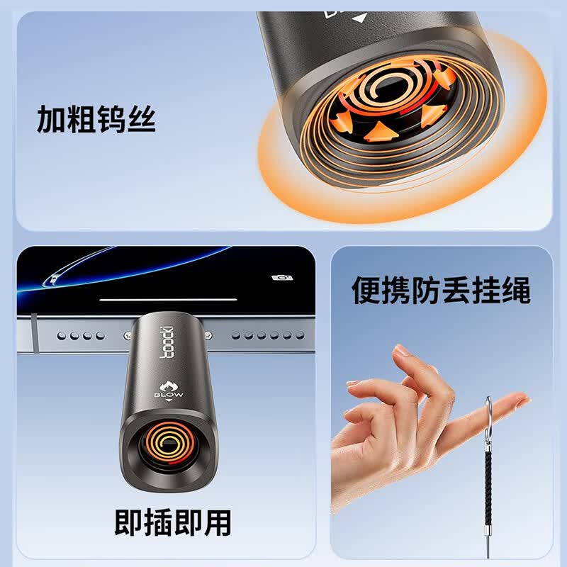 若烟(Ruoyan)手机点烟器适用于TypeC口便携式 打火机防风 户外吹气点火沙漠金typec高清大图