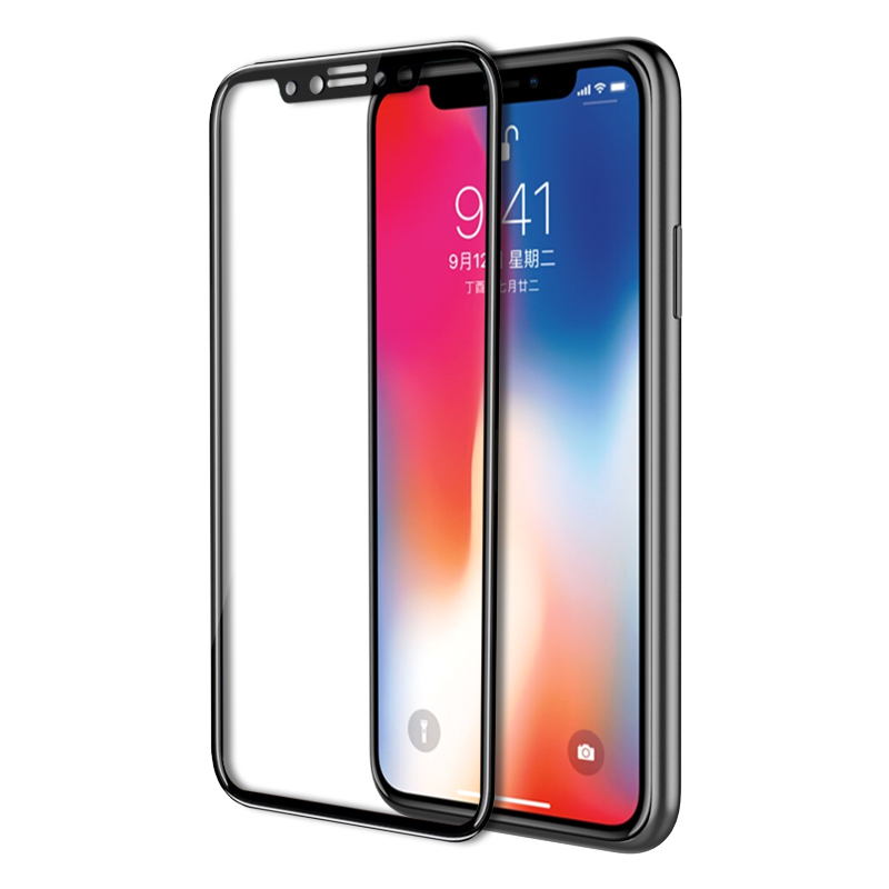 ESCASE 苹果iPhoneX/Xs手机膜钢化膜全屏手机贴膜苹果10手机保护膜高清防爆玻璃膜 黑色