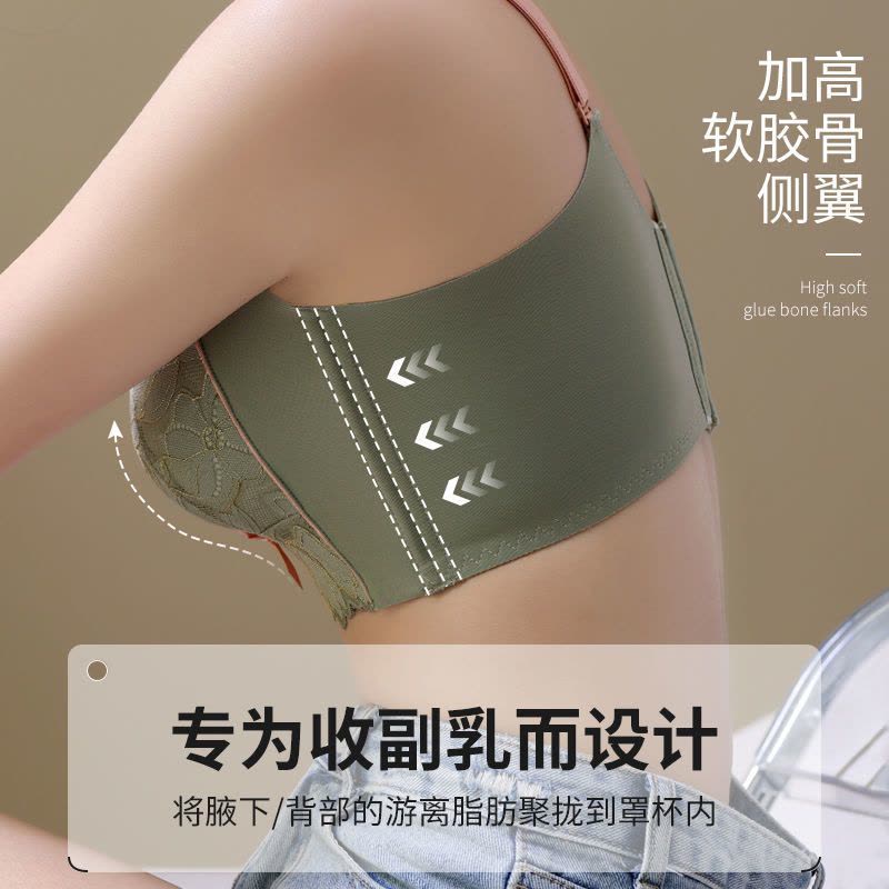 浪莎内衣女小胸聚拢收副乳调整型防下垂美背女士无钢圈胸罩文胸图片