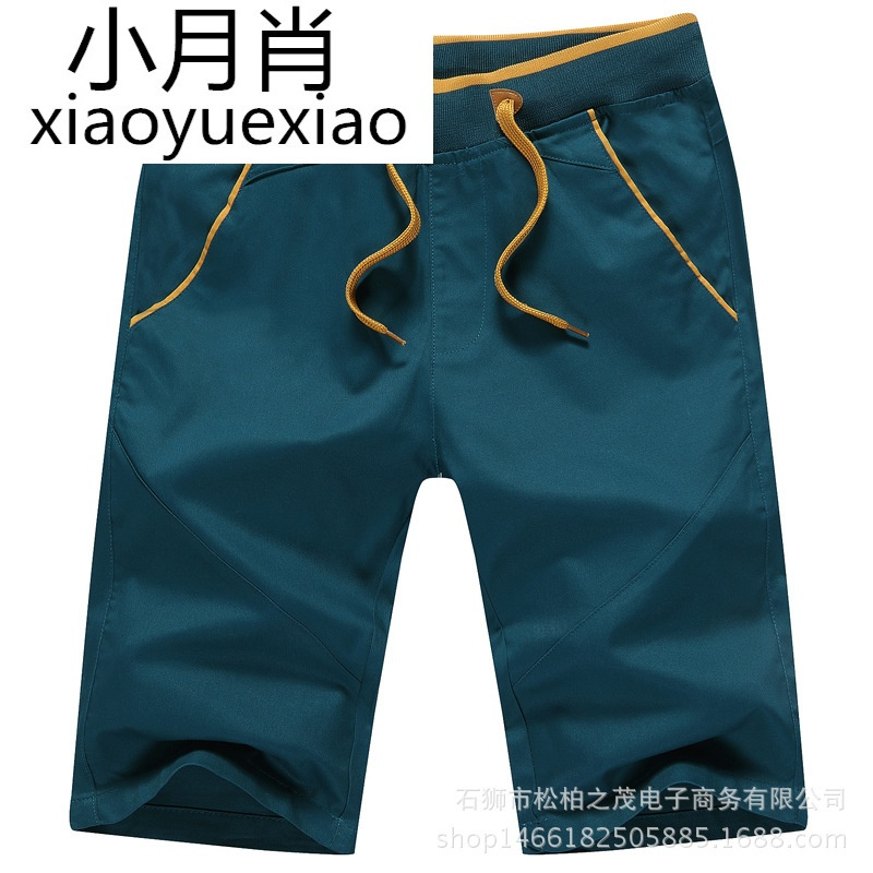 新款男士夏季100%水洗棉休闲松紧布裤腰带青少年居家日常五分短裤