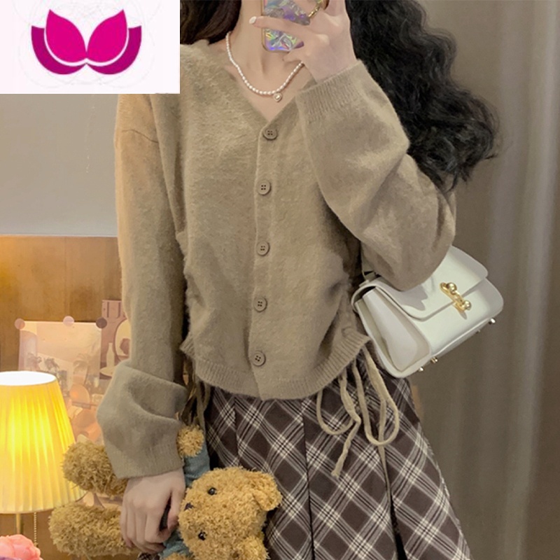 七斓韩剧学院风小个子jk制服甜辣茶系活泼减龄连衣裙子小香套装早春女 毛衣单件早春穿搭chic上衣甜辣奶fufu套装减龄法式甜辣风 L