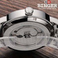 宾格BINGER 超薄经典复古自动机械表 男士手表 时尚背透镂空 夜光防水时尚运动男表 宾致系列