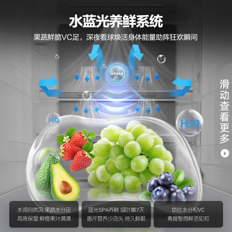 [官方正品]容声472升IDP双净一级变频超薄嵌入式底部散热大容量灰色家用冰箱BCD-472WD3FPLA