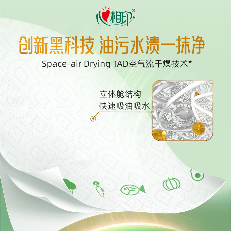 心相印TKT1085(单卷)绒立方单粒装85节印花厨房纸巾高清大图