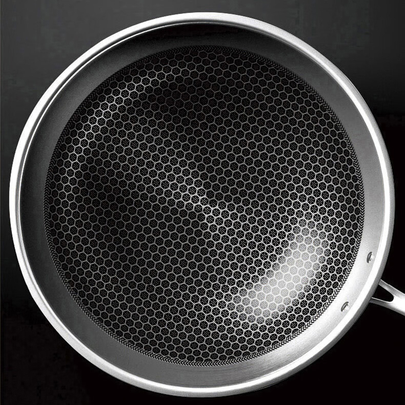 康巴赫炒锅32cm不粘锅蜂窝304不锈钢少油烟电磁炉通用CFC32A1高清大图
