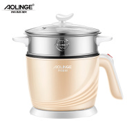 奥林格(AOLINGE)H-9分体式多功能学生锅宿舍家用电热锅泡面锅煮面锅1-2人迷你小功率小电锅火锅 咖啡色不粘带蒸笼