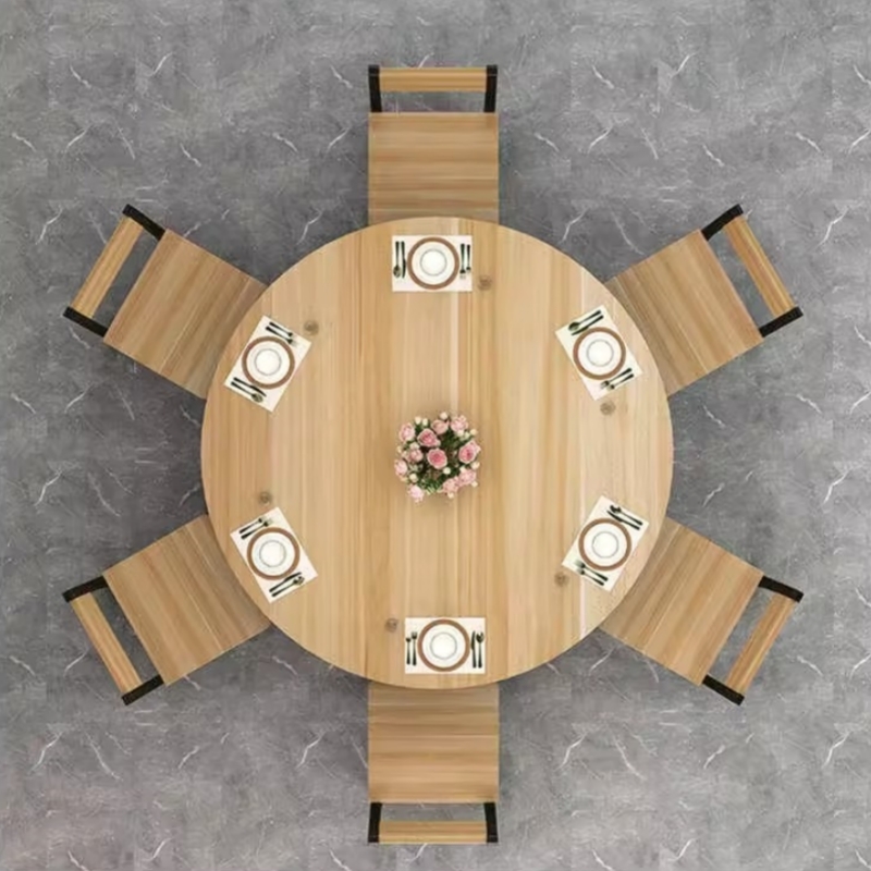 伟樽圆桌餐桌100*100*74cm+椅子*6套高清大图