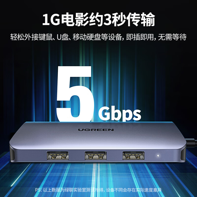 绿联 Type-C转HDMI/VGA转换器 USB-C扩展坞PD充电 USB3.0转接头高清大图