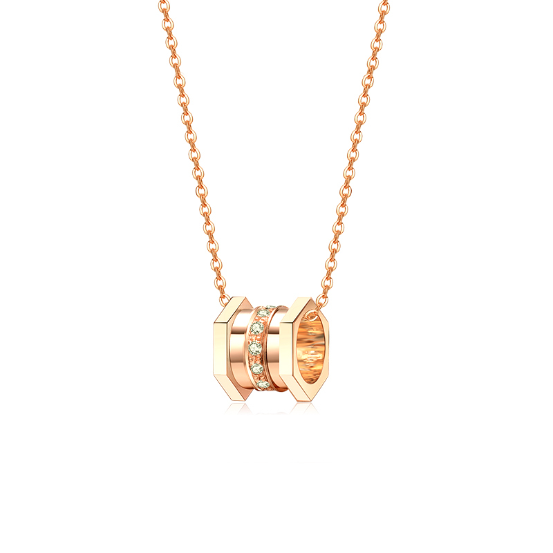 水贝珠宝(SHUIBEI JEWELRY) 18K金小蛮腰钻石项链 TPD-EM0279 黄金首饰饰品锁骨链 18K玫瑰