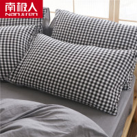 南极人(NanJiren)家纺 色织水洗棉枕套一对装 床上用品48x74cm纤维单人枕头套枕芯套两只装