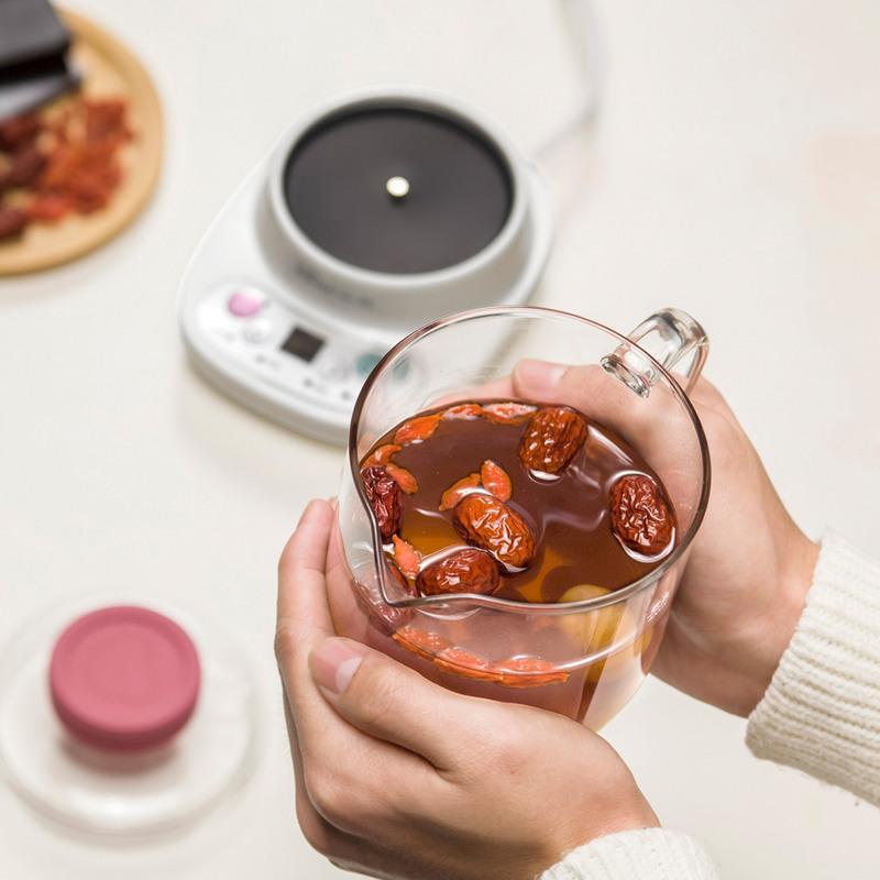 小熊养生壶迷你电炖杯全自动玻璃一体办公室电热杯小型花茶壶04l白色