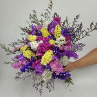 云南勿忘我干花花束 真花客厅装饰花束家居摆设小清新ins摆件装饰|33枝六色混配+情人草() 不带篮