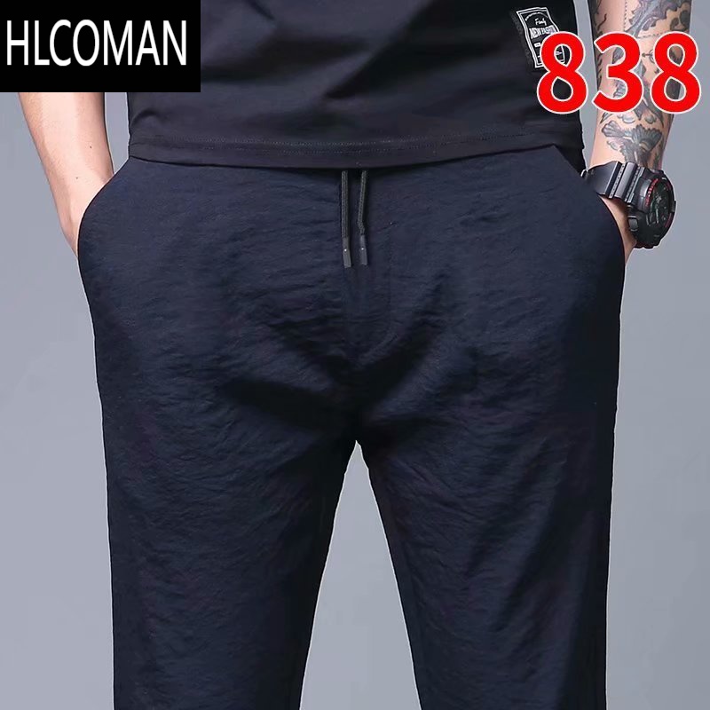 HLCOMAN捡漏棉麻运动卫裤男士宽松百搭冰丝速干夏天九分休闲裤子男裤高清大图