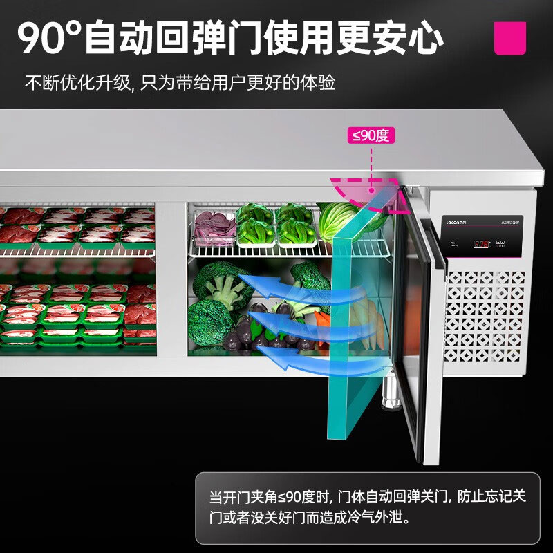 乐创(lecon)2米双温工作台乐创冷藏工作台厨房保鲜冷冻柜商用冰箱平冷冰柜水吧台奶茶店设备2.0*0.6*0.8米高清大图